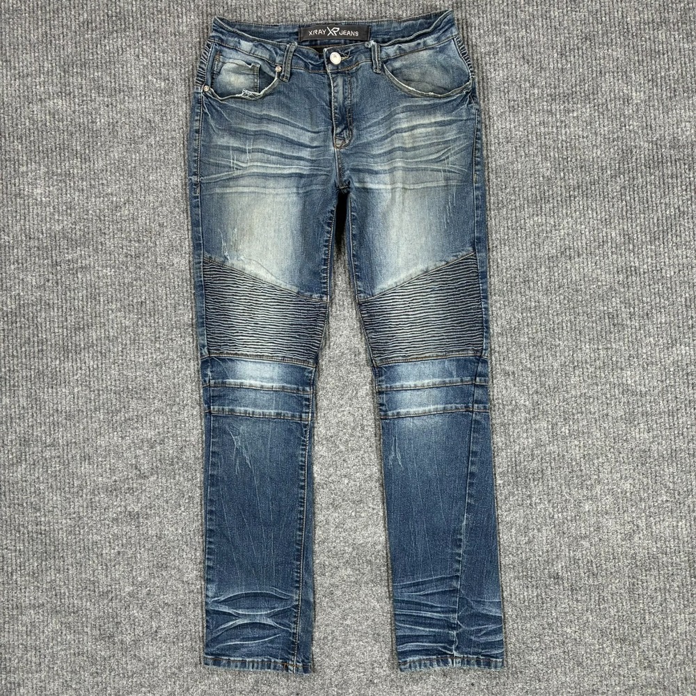 XRAY Jeans Mens Size 32x32 Moto Biker Distressed Stretch Denim Slim Fit